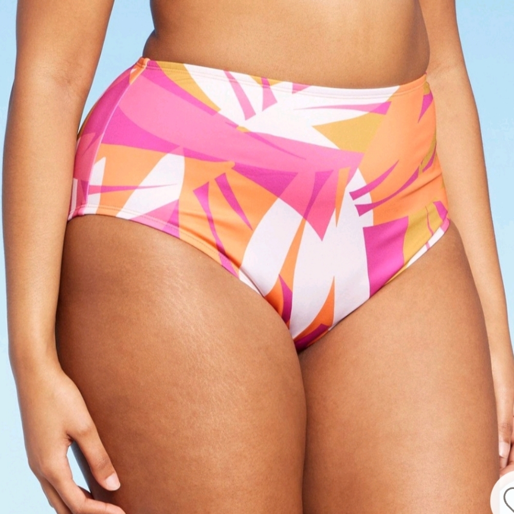 Kona Sol- Absract Print High Waist Bikini Bottom
